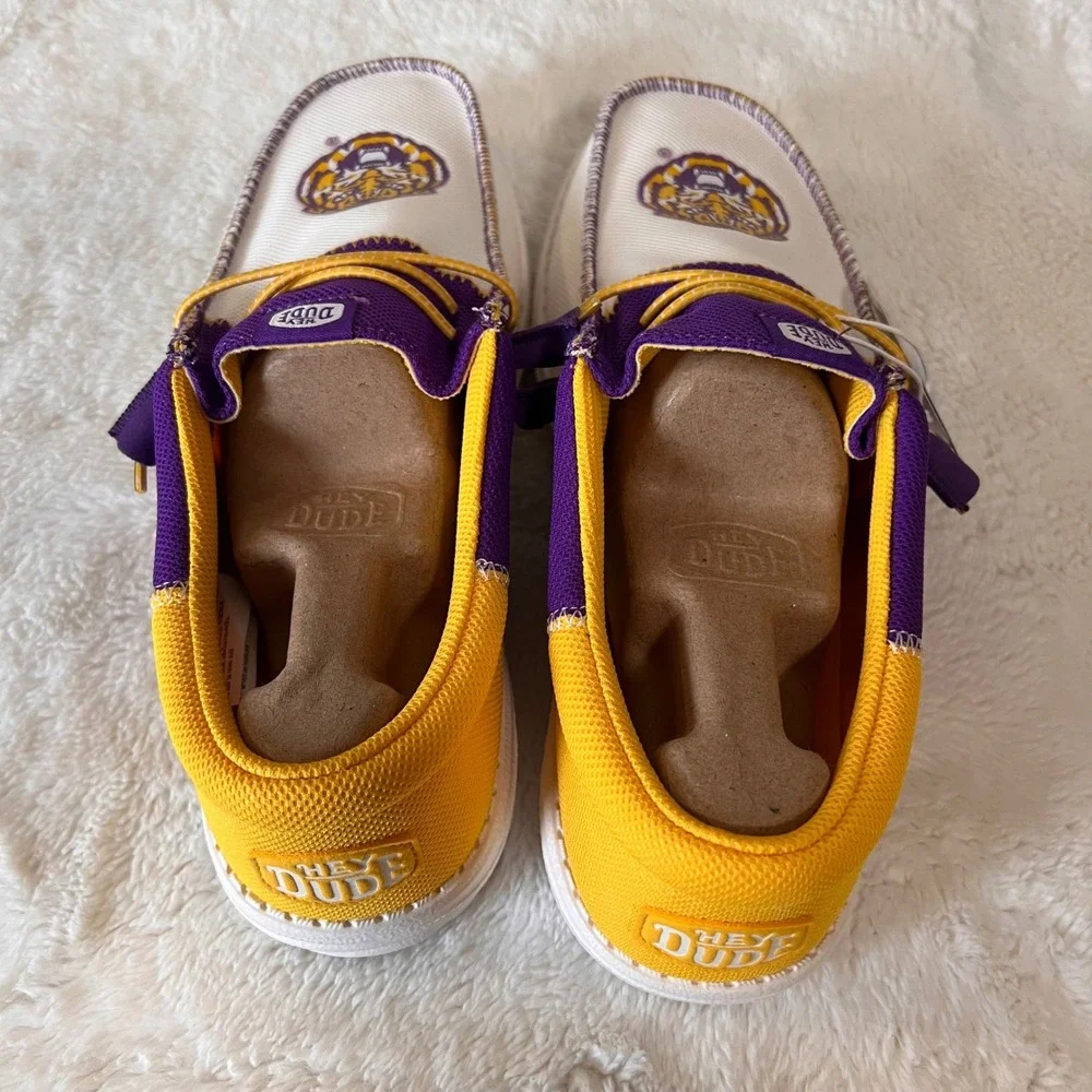 HEYDUDE‎ Men Wally Tri LSU Purple Gold Slip On Shoes Size 11 NWT - Picture 7 of 11